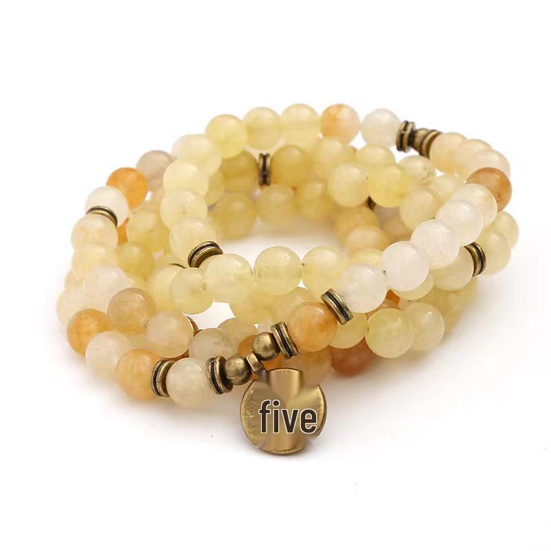 108-Bead Multi-Strand Jade Bracelet with Buddha Pendant – Women s Handcrafted Necklace 8MM Beads