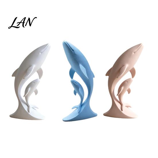 Modern Minimalist Home Accents 3D Printed Whale Ornaments, Mother And Child Figurines, Statue for Desktop Double Sculpture Office Decor Artistic