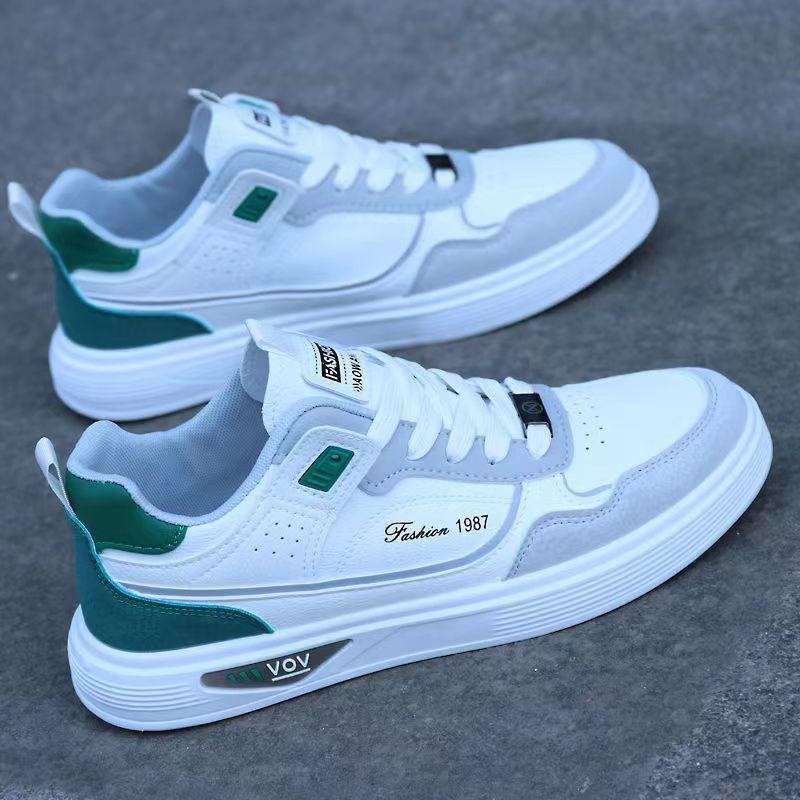 Men's White Plus Velvet Black Skateboard Shoes - Fashionable Autumn Casual Sneakers