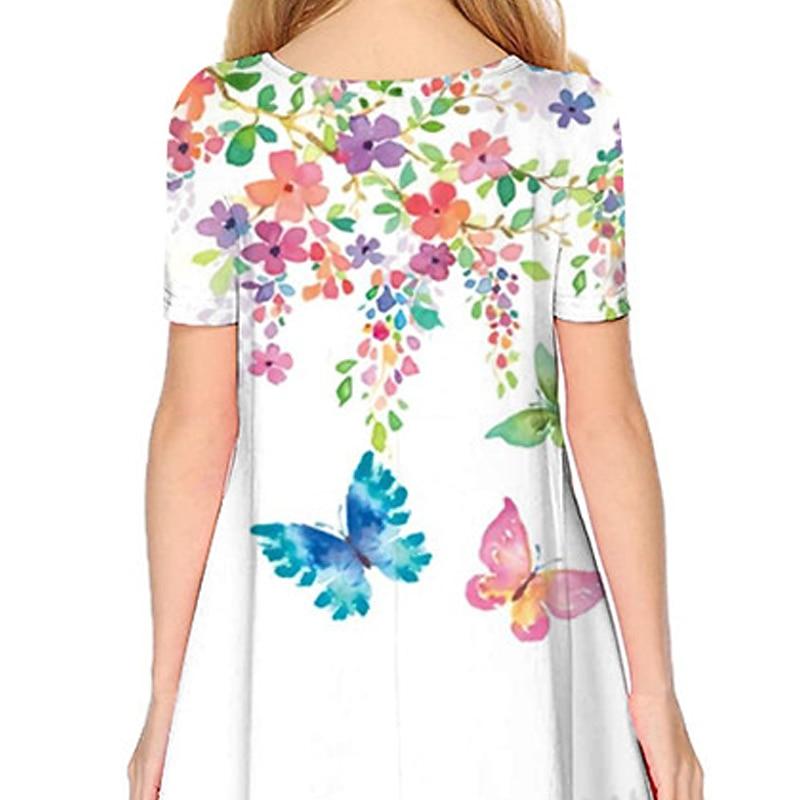 Easter Girls' 3D Floral Animal Butterfly Dress Short Sleeve 3D Print Summer Spring Vacation