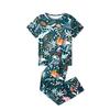 European and American Style Women's Fashion Spring Loungewear 2 Piece Short Sleeve Long Pants Pajamas Set Floral Print Homewear