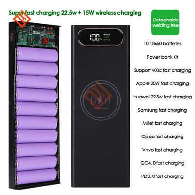Removable USB 10*18650 Power Bank Case 22.5W 15W Mobile Phone Fast Charger Storage DIY 18650 Battery Holder Charging Box
