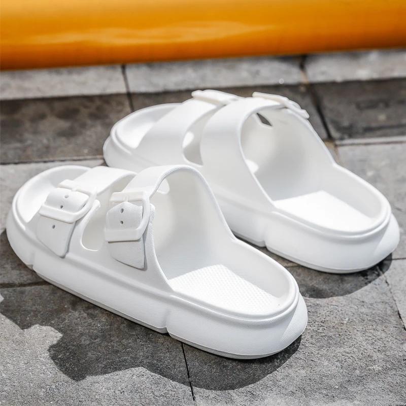 

Модная мужская обувь Лето Новые мужские шлепанцы Противоскользящие и дезодорирующие сандалии Женские Мужские Уличные Пляжные сандалии 35 белый