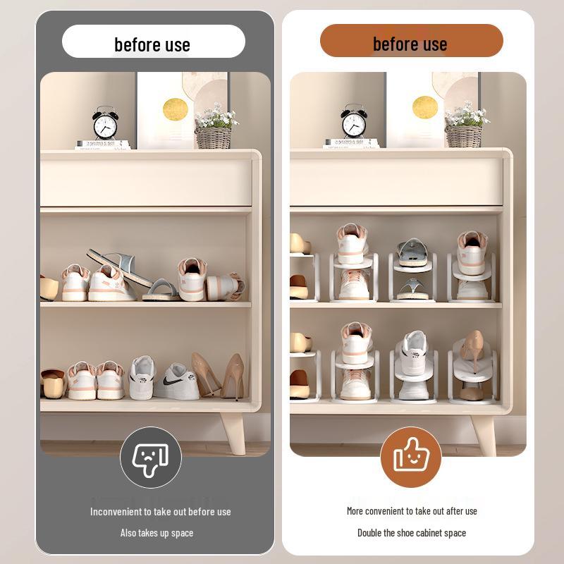 Adjustable Double-Layer Folding Shoe Rack for Space-Saving Storage In Home Cabinets