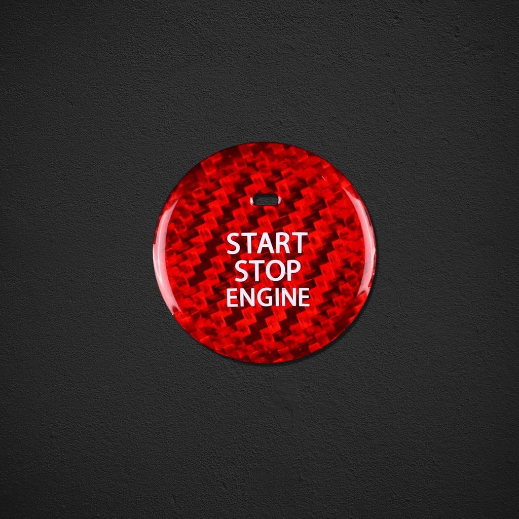 AIRSPEED Carbon Fiber Car Engine Start Stop Button Cover Center Console Push-Button Sticker Decal Interior Trim for Mazda 3 Axela 2020-2022, CX-30