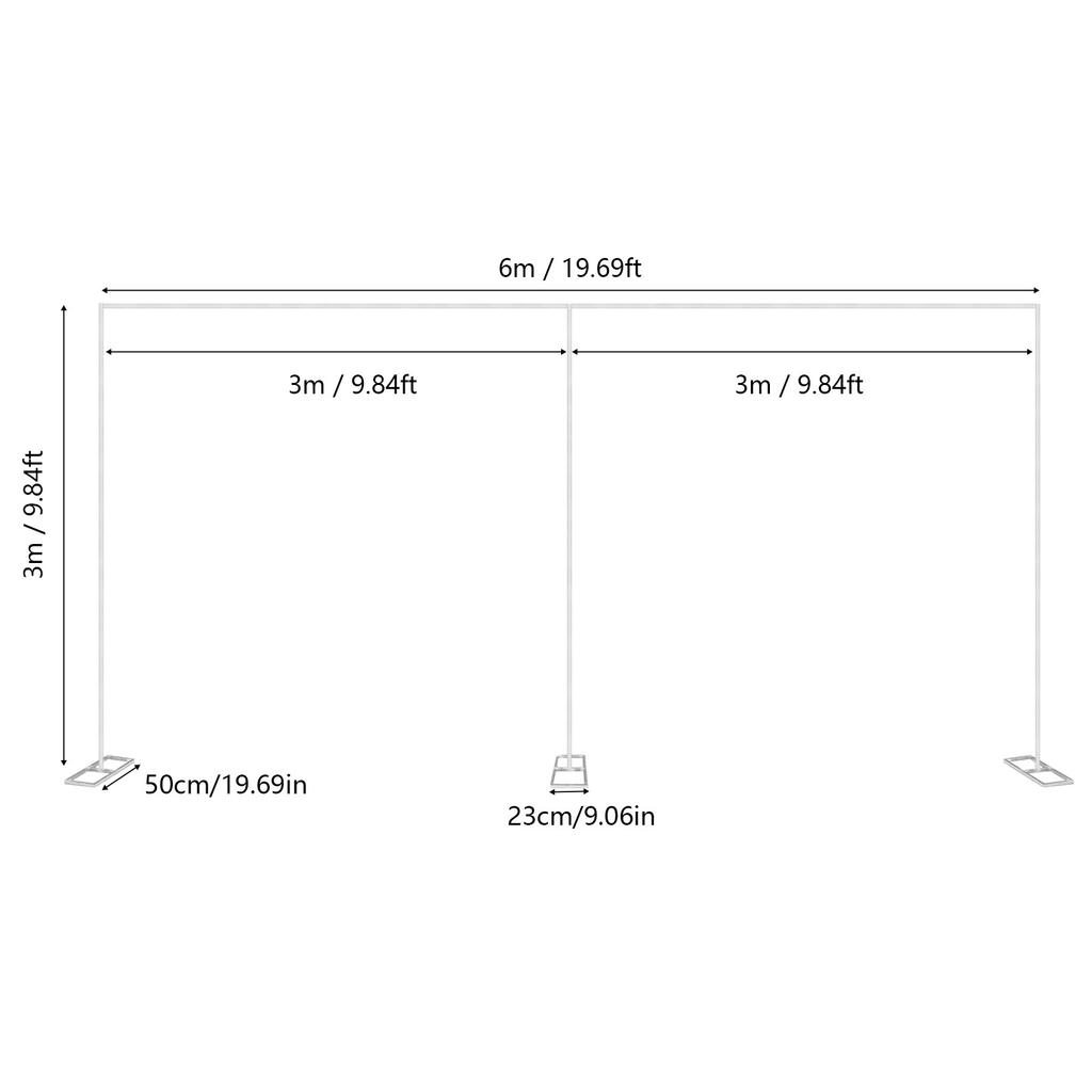6x3M Wedding Backdrop Stand for Party Stage Events Heavy Duty Metal Pipe Drape Kit Large Curtain Frame Support