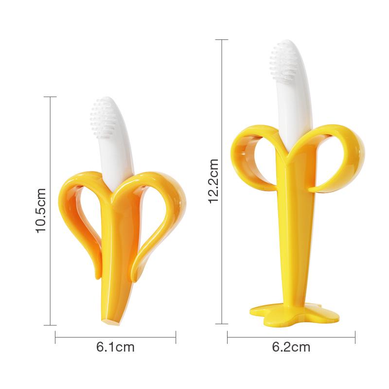 Popular Silicone Banana Teether and Toothbrush with Suction Cup - Baby Safe Molar Stick, Food Grade Chew Toy
