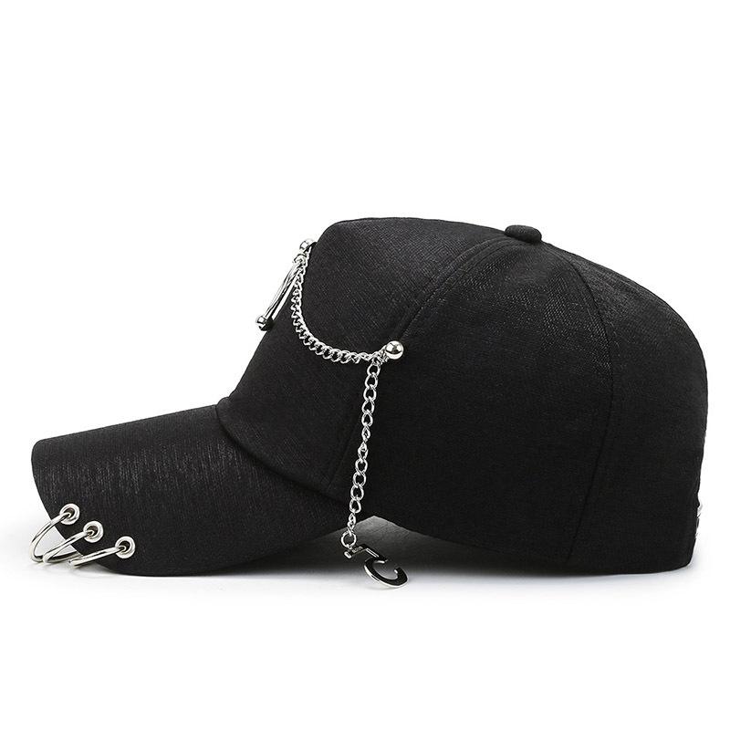 New personalized baseball cap hanging iron ring chain cap spring and autumn black cap blue popular hat