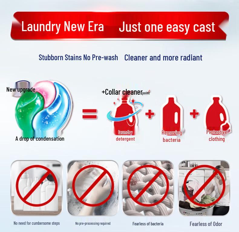 Mystic Lavender 3-in-1 Laundry Pods: Stain Remover, Sterilizer, Mite Remover with Long-Lasting Fragrance.