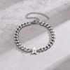 Vnox A-Z Iniziale Braccialetti a Catena Cubana per Uomo Donna, Acciaio Inossidabile Colore Argento Maglie Ovali, Braccialetto con Ciondolo Lettera Nome Regalo