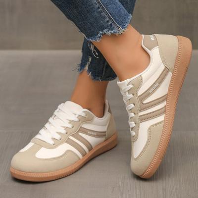 Women's Retro Color Blocked Sneakers with Flat Sole and Cushioned Insole