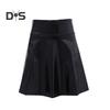 Womrn Club Skirt Glossy Surface Faux Leather A Line Loose Hem Elastic Waist High Waist Pleated Soft Performance Cocktail Party Mini Skirt