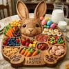 Deli Tray Rustic Rabbit Shape Serving Board with Multiple Compartments Natural Wood Smooth Surface Meat Fruit Nuts Snacks Organizer