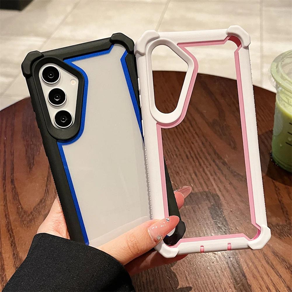 Kraftigt dubbellagers genomskinligt lyxigt mobilskal för Samsung Galaxy A06 A12 A15 A16 A21 A23 A24 A25 A35 A51 A54 A55 A56 Skydd