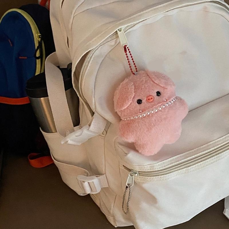 Cute Pink Pig Plush Keychain Pendant Cute Pig Necklace Charm Plush Keychain Plush Material Backpack Pendant Gift for Kid