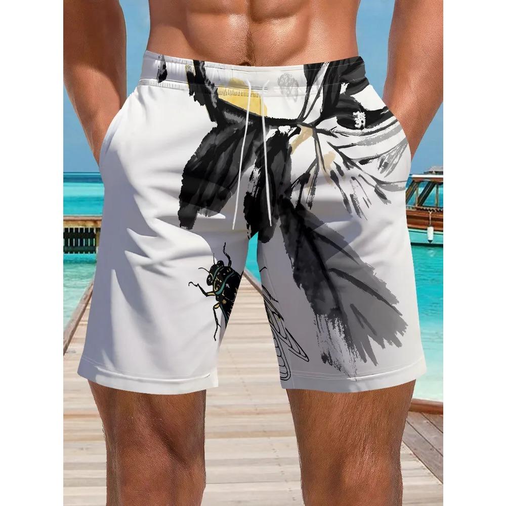 Men's Casual Shorts Outdoor Wear Fish Colorful 3D Printed Shorts Loose Casual Plus Breathable Cool Summer Versatile Shorts