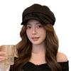 Women S Solid Color Suede Octagonal Hat With Bow For Autumn Winter