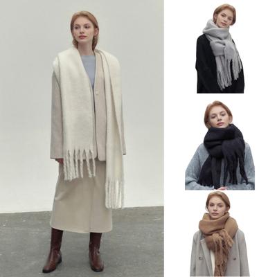 Damen Schal Einfarbig Verdickter Strickschal mit Quastenverzierung Vielseitiges Design Warmer Winterschal