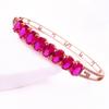 585 Purple Gold Inlaid Oval Ruby String Bracelet for Women Luxury Sweet Crystals Fashion 14K Rose Gold Engagement Jewelry