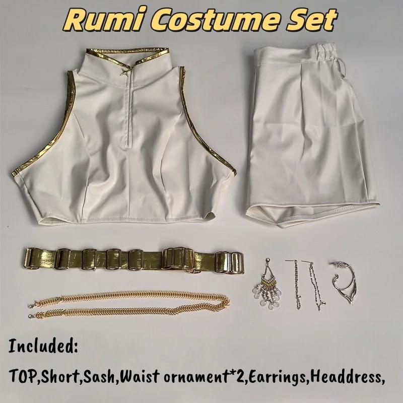 KPop Lovci démonů Děti Rumi Zoey Mira Cosplay třpytivý Kostým Bílá Uniforma Sada Huntrix Oblečení Pro Dívky Halloween Hra na role