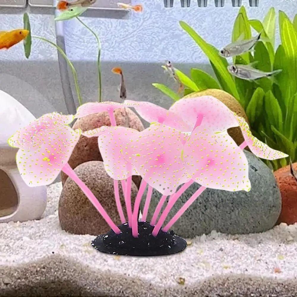 Silicone Artificial Glowing Coral Soft Lifelike Coral Plants Ornament Undersea Luminous Coral Fish Tank Aquarium Decor
