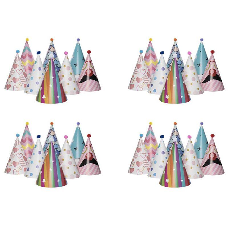 ABWR-32Pcs Paper Gold Foil Happy Birthday Party Cone Hats For Adults And Kids Party Decoration