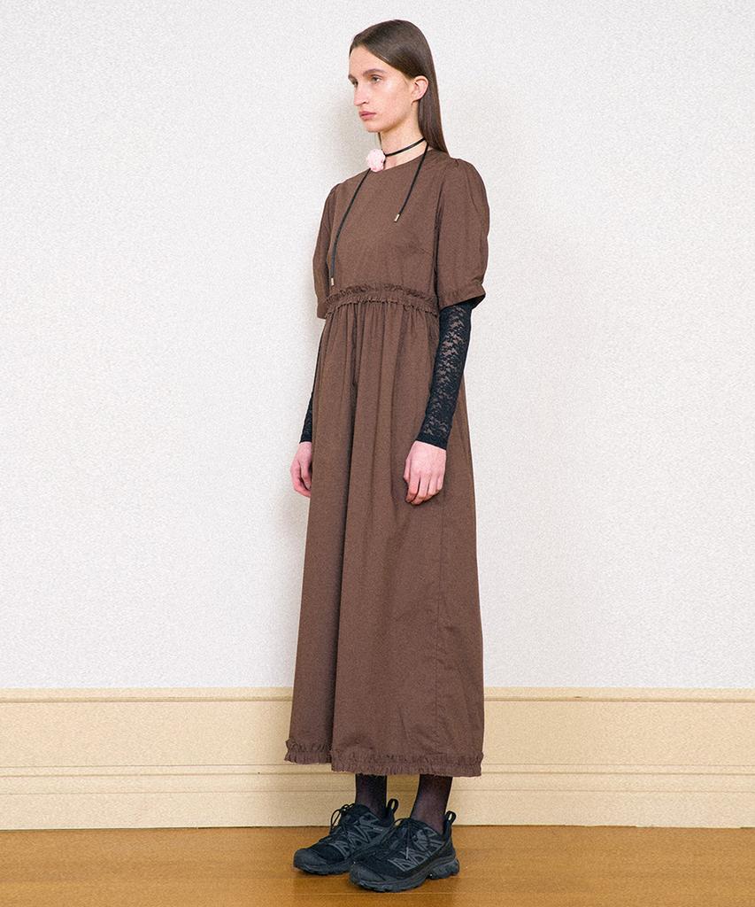 PARTIMENTO WOMEN Puff Sleeve Maxi Dress_Brown
