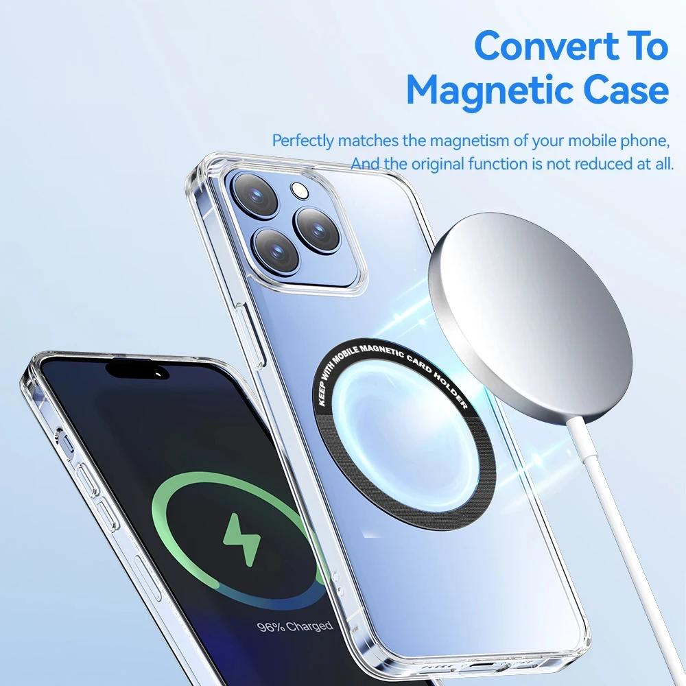 5PCS Magnetic Metal Ring for iPhone 16 15 14 13 12 Pro Max Plus for MagSafe Magnet for Samsung Xiaomi Wireless Charging Plate