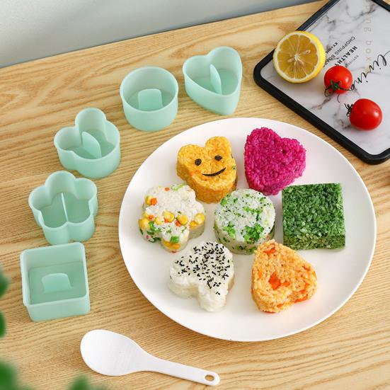 1 Set DIY Japanische Kinder Reisbällchenform Lebensmittelqualität Presse Design Niedliche Bärenblüte Herzförmige Sushi-Form Küchenzubehör