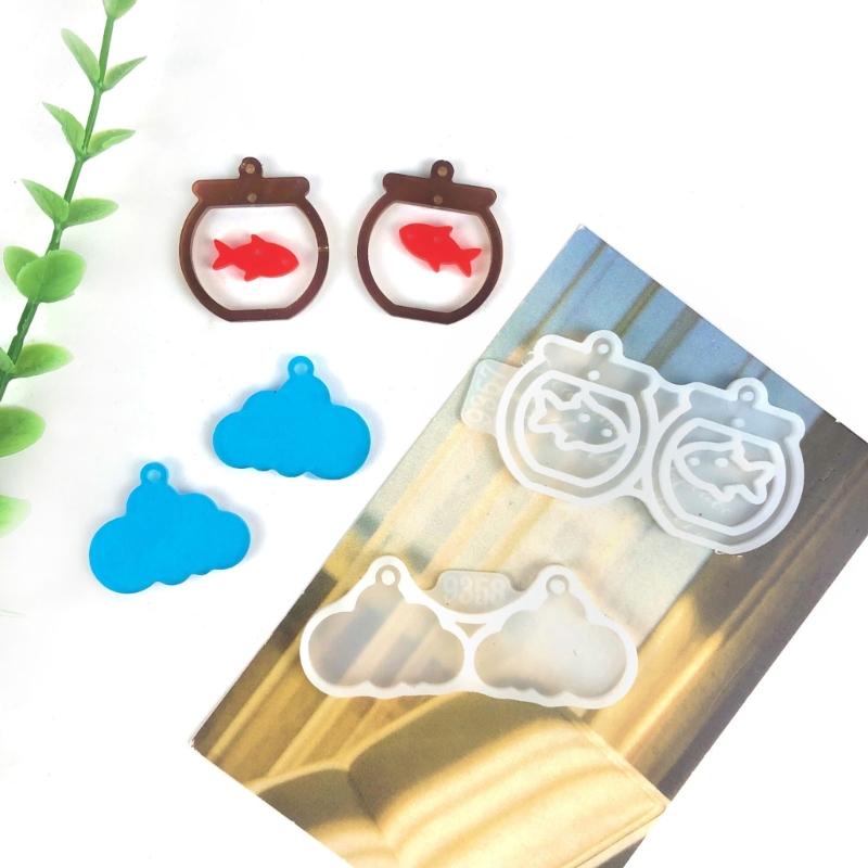Fishbowl Clouds Necklace Mold Silicone Pendant Mold Earring Ornament Epoxy Resin Casting Jewelry Making Diy Crafts