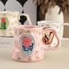Hand-painted Floral-patterned, Uniquely Shaped Ceramic Mug, 380ml