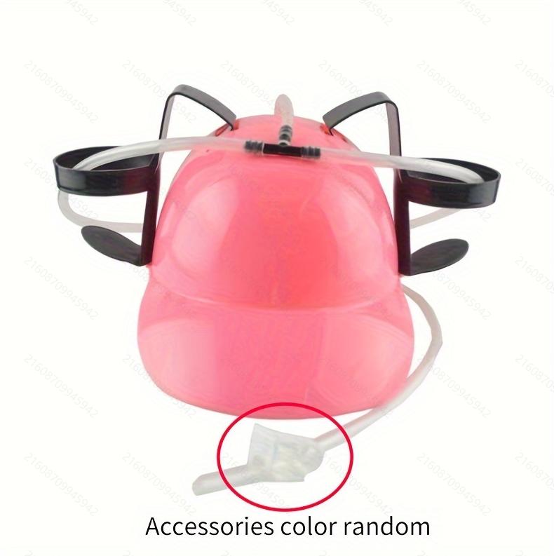 

1pc Hands Free Beverage Helmet for Parties, Plastic Party Hat with Straws, for Sporting Events, BBQ, Festival Fun рожевий