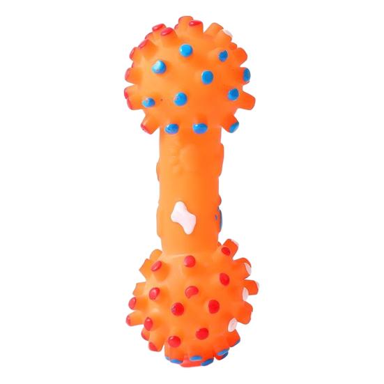 Haltère en Vinyle Jouet à Mâcher pour Chien Siffleur Résistant aux Morsures Jouet Interactif pour le Nettoyage des Dents des Animaux Soulagement de l'Ennui Forme d'Haltère Pointue Jouet pour Chiots