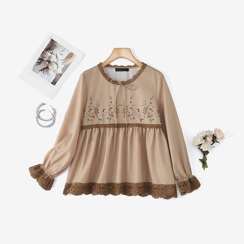 ZANZEA Women Casual Round Neck Long Sleeve Loose Print Blouse