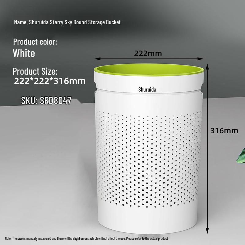 

High-Value Hollow Trash Can for Household Use: Living Room, Bathroom, Bedroom, Kitchen - Simple Design with Pressure Ring 222 x 222 x 316 mm