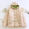 Winter Handmade Pure Cotton Flower Hooded Padded Jacket Adult Women's Coat Padded Jacket Warm Padded Jacket