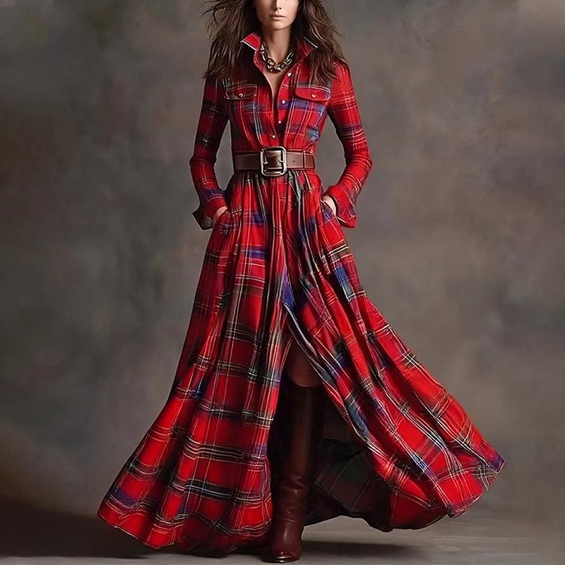 2026 Spring European and American Fashion: Women s Elegant Printed Long Casual Dress XL