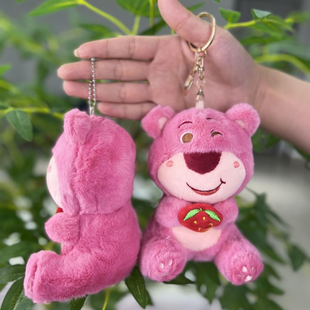 Adorable Pink Strawberry Bear Plush Toy Pendant  Keychains Bags Accessories Girls