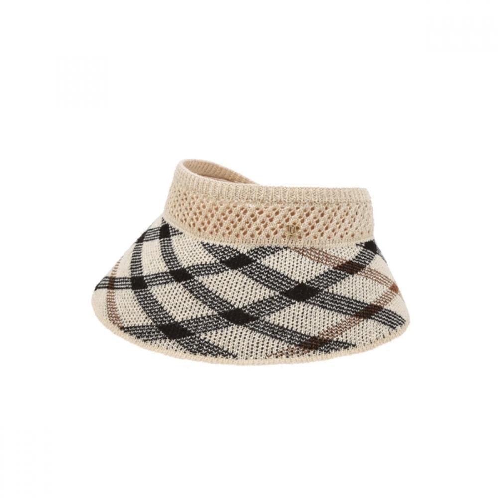 Daks Brown Check Knit Packable Sun Cap Dd Metal Decoration Dche6e257w2