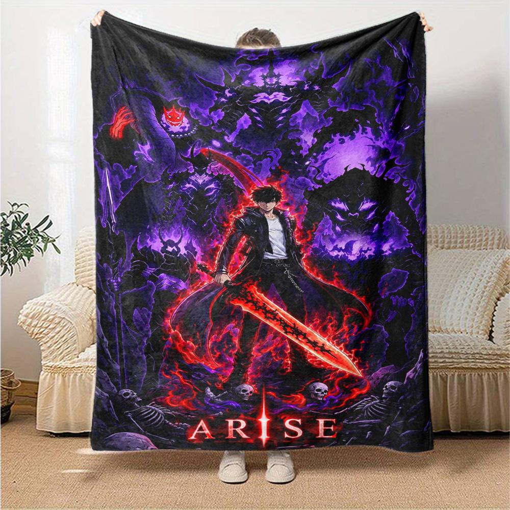 Solo Leveling Igris Print Flannel Blanket High Quality Warm Comfortable Cover for All Seasons Perfect for Gifts Home Decor