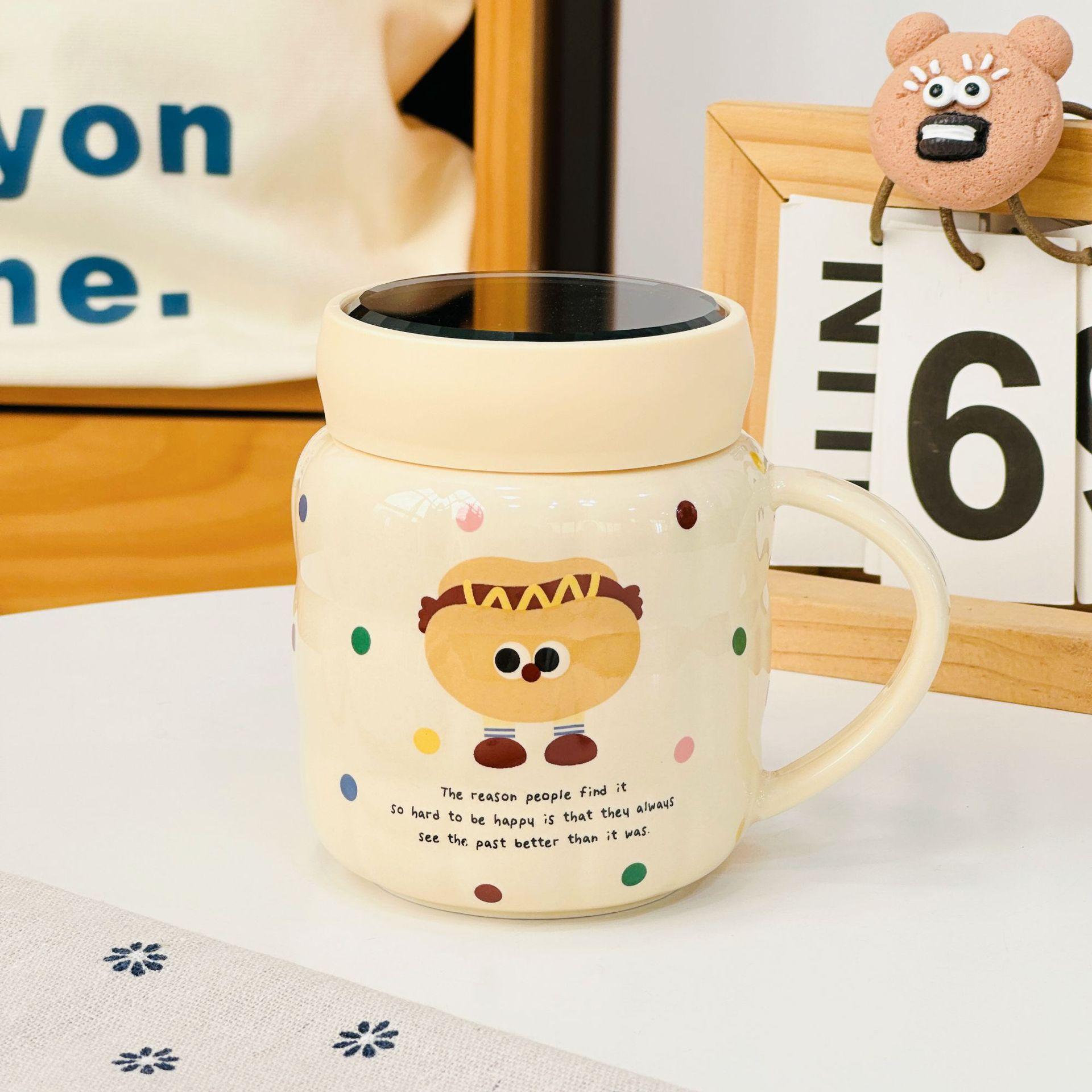 

Высокотемпературный устойчивый бокал в горошек с милым мультяшным рисунком для домашних животных, керамическая кружка, сувенир для офиса, подарок 480ML