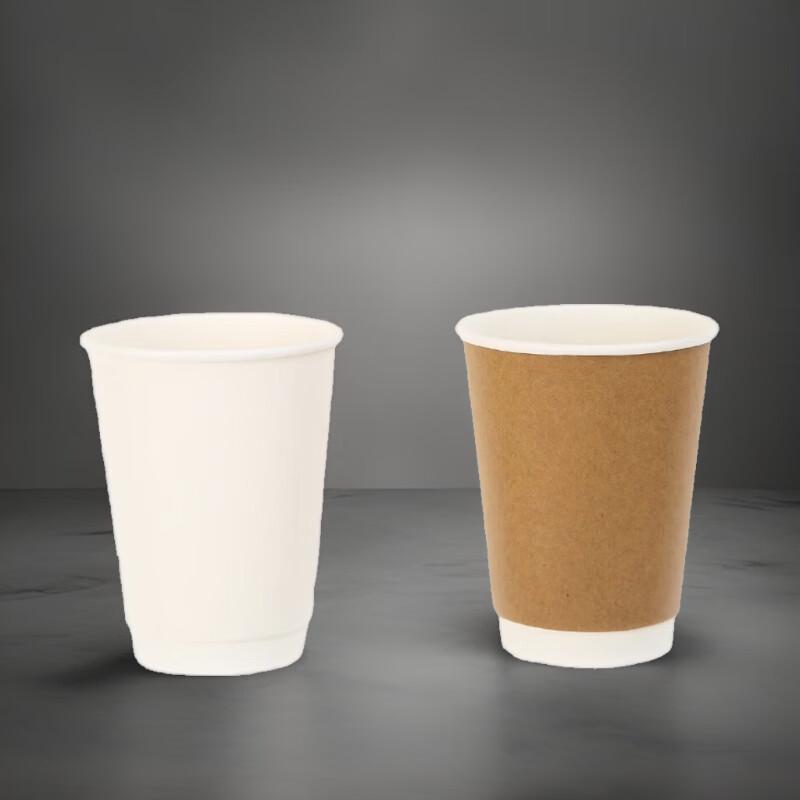 12oz Disposable Insulated Kraft Paper Cups with Lids (1000 Pack)