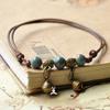 Blue Ceramic Brown Rope Anklet Women Girls Hand-Woven Beaded  Jewelry