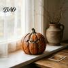 Kunstige Retro Græskar Statuer Halloween Træ Figur, Rustikt Spooky Pynt, Holdbar Efterårs Høst Dekoration Bord Centerpiece til Hjemmefest Lagdelt