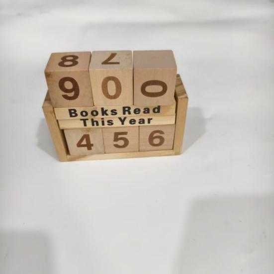 Book Read This Year Counter Wooden Reading Challenge Tracker with Number Cubes Bookshelf Decoration Book Lovers Bookworm Gift
