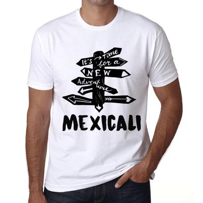 Men’s Vintage Tee Shirt Graphic T Shirt Time for New Advantures Mexicali White