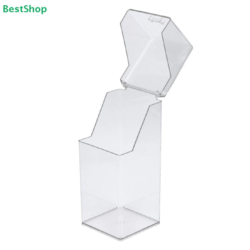 Flip-top Acrylic Pen Holder - Transparent Square Desktop Small Item Organizer, Mirror Cabinet Makeup Brush Storage Box