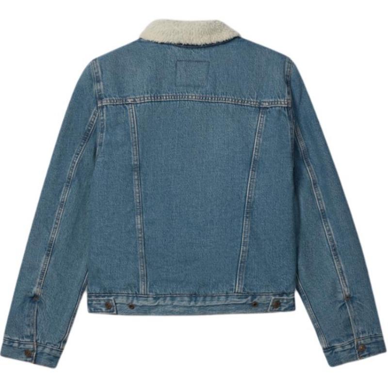 Levis Codzienna Wygodna Prosta Klapa Jednorzędowa Długi Rękaw Jeansowa Kurtka Damskie Kurtki 36136-0118