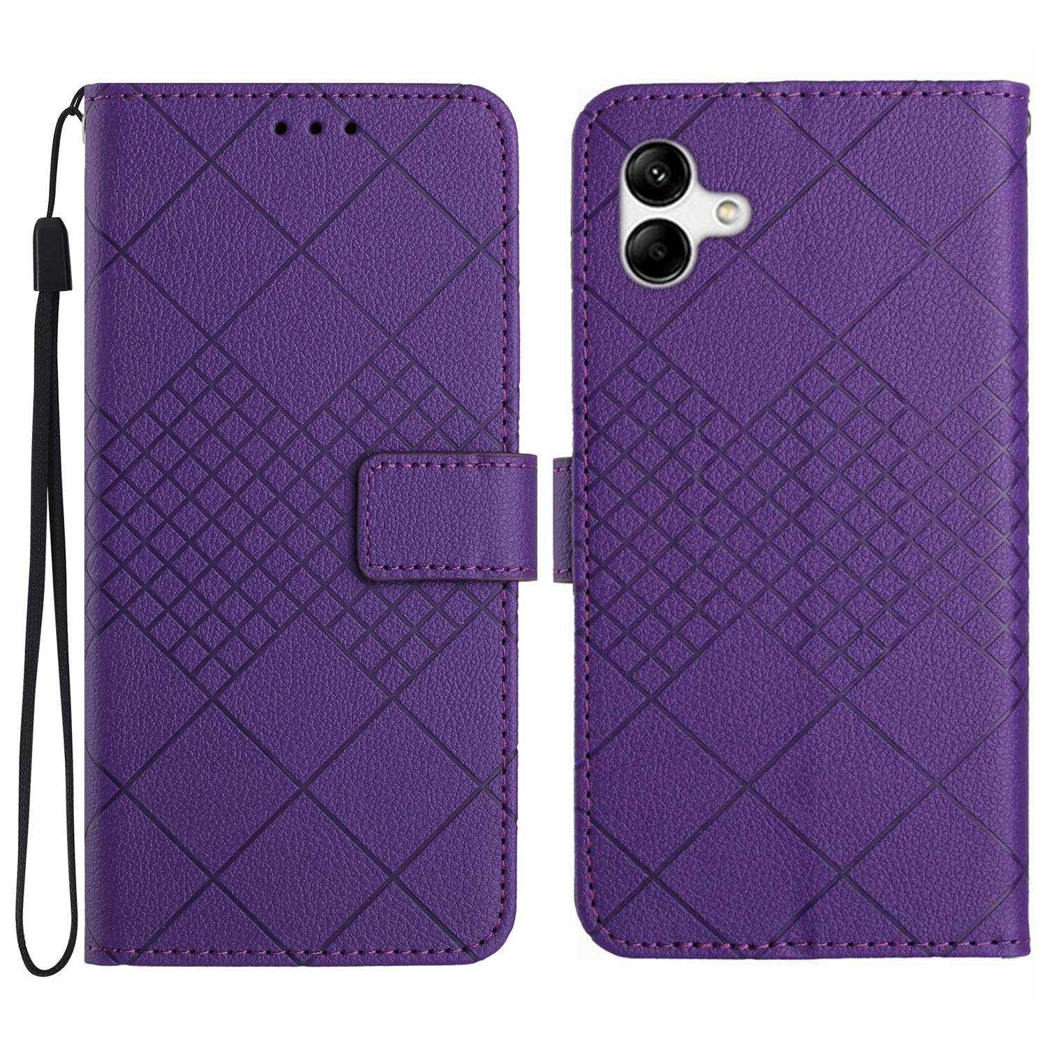 

HT06 Для Samsung Galaxy A06 4G Чехол PU Кожаный Кошелек Книжка Флип Чехол для Телефона Dark Purple