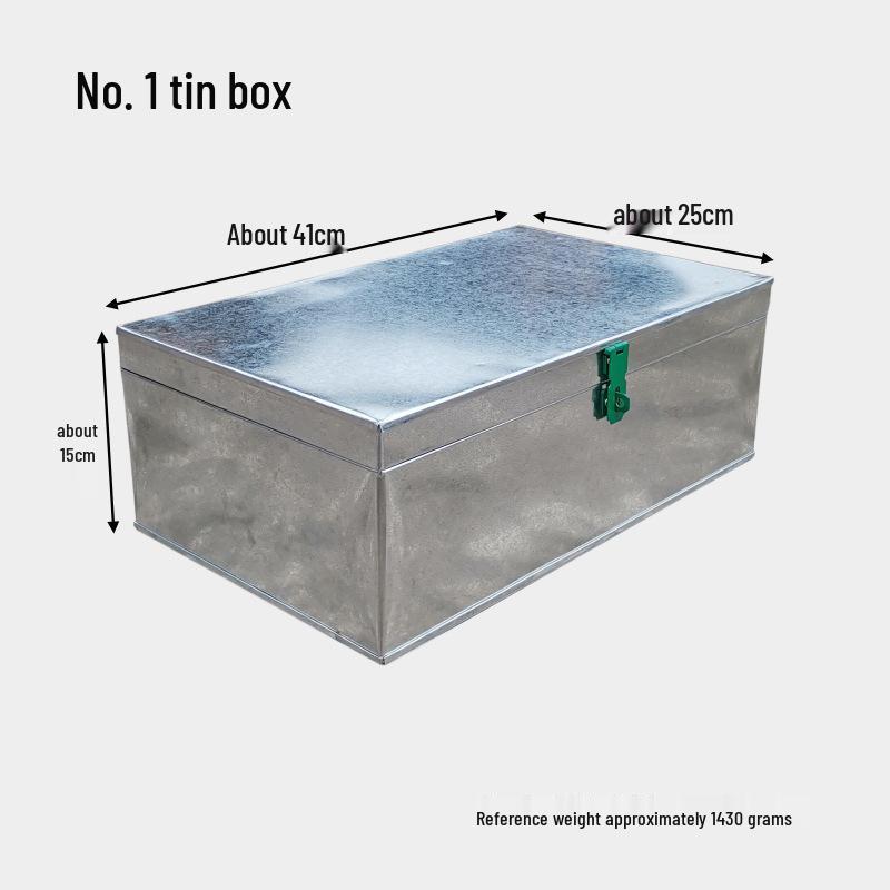 Galvanized Large Iron Sheet Toolbox with Lock - Portable Storage & Organizer for Woodworking
